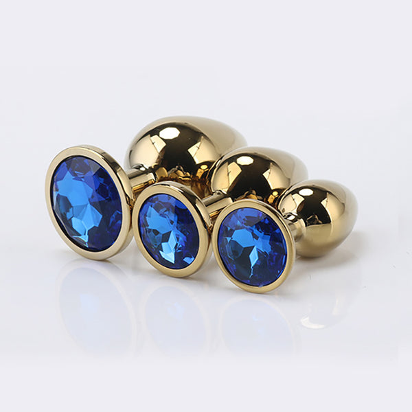 Gold Metal Jewelled Butt Plug for Beginners, 3 Butt Plug Set Gold Metal Jewelled Butt Plug for Beginners, 3 Butt Plug Set