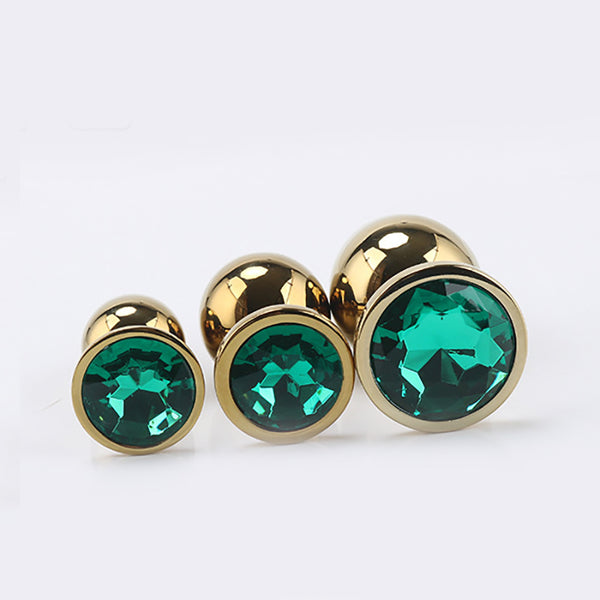 Gold Metal Jewelled Butt Plug for Beginners, 3 Butt Plug Set Gold Metal Jewelled Butt Plug for Beginners, 3 Butt Plug Set