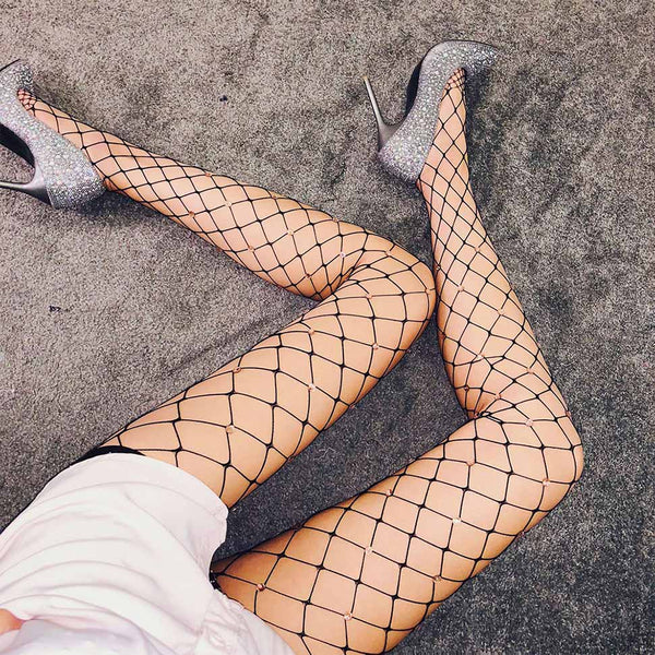 Fence Net Champagne Rhinestone Pantyhose Fence Net Champagne Rhinestone Pantyhose