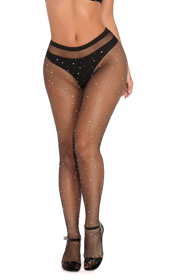High Waist Rhinestone Fishnet Pantyhose High Waist Rhinestone Fishnet Pantyhose