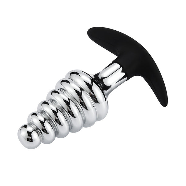 Spiral Metal Butt Plug with Silicone Anchor Base Spiral Metal Butt Plug with Silicone Anchor Base
