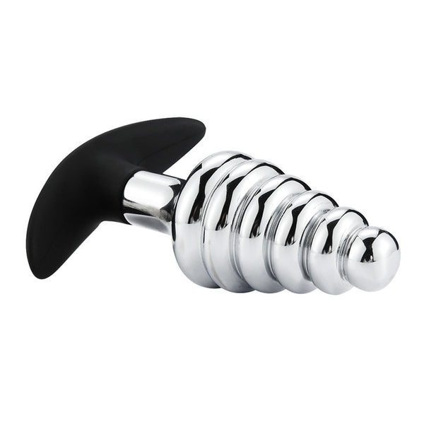 Spiral Metal Butt Plug with Silicone Anchor Base Spiral Metal Butt Plug with Silicone Anchor Base