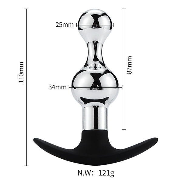 Small-Hourglass Metal Butt Plug with Silicone Anchor Base Small-Hourglass Metal Butt Plug with Silicone Anchor Base