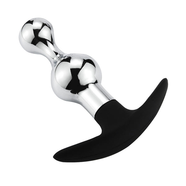 Small-Hourglass Metal Butt Plug with Silicone Anchor Base Small-Hourglass Metal Butt Plug with Silicone Anchor Base