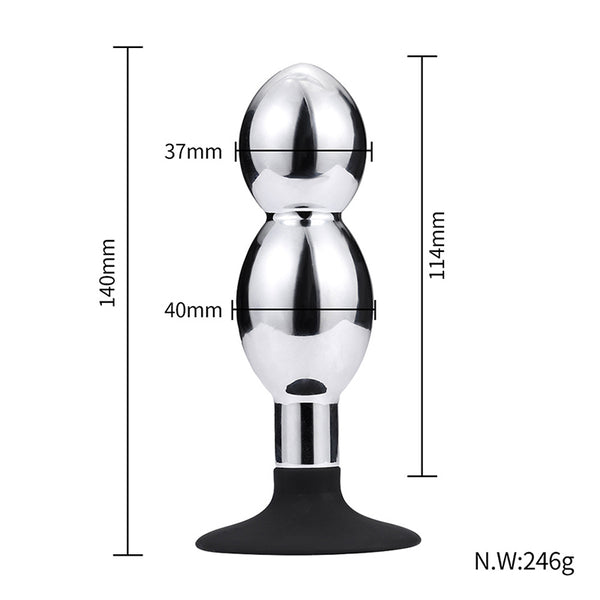 Large-Hourglass Metal Butt Plug with Silicone Cup Base Large-Hourglass Metal Butt Plug with Silicone Cup Base