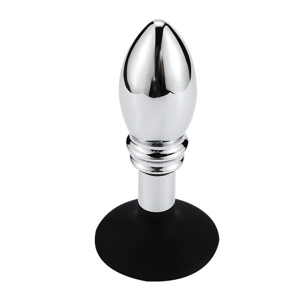 Bulb-Shaped Metal Butt Plug with Silicone Cup Base Bulb-Shaped Metal Butt Plug with Silicone Cup Base