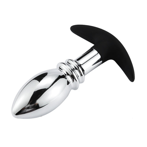 Bulb-Shaped Metal Butt Plug with Silicone Anchor Base Bulb-Shaped Metal Butt Plug with Silicone Anchor Base