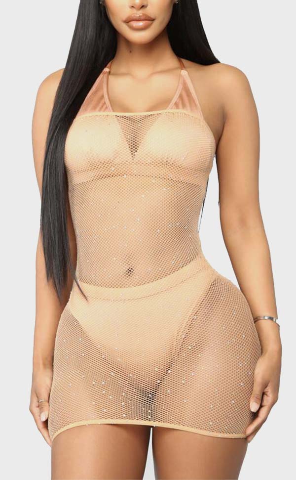 Rhinestone Tube Fishnet Dress Rhinestone Tube Fishnet Dress