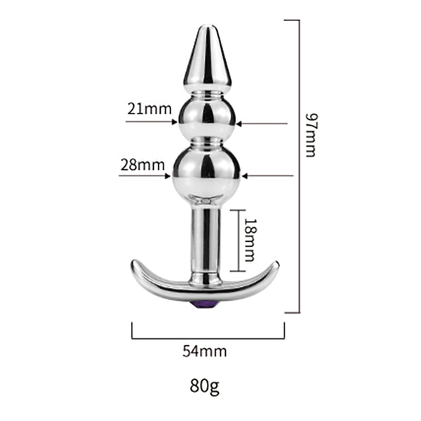 Random Color 3 Beads Crystal Jeweled Butt Plug Random Color 3 Beads Crystal Jeweled Butt Plug