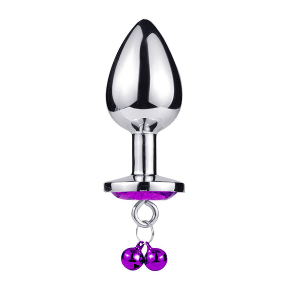 Random Jewel Color Metal Butt Plug with Bell Random Jewel Color Metal Butt Plug with Bell