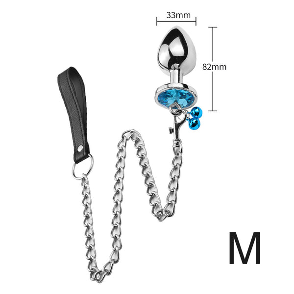 Random Jewel Color Butt Plug with Bell and Chain Random Jewel Color Butt Plug with Bell and Chain