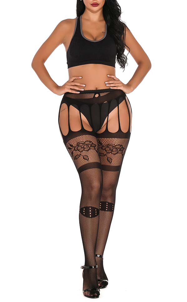 Floral Pattern Garter Pantyhose Floral Pattern Garter Pantyhose