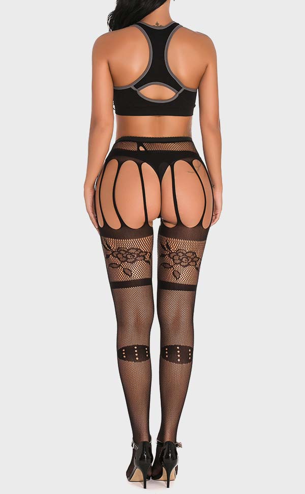 Floral Pattern Garter Pantyhose Floral Pattern Garter Pantyhose