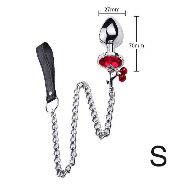 Random Jewel Color Butt Plug with Bell and Chain Random Jewel Color Butt Plug with Bell and Chain