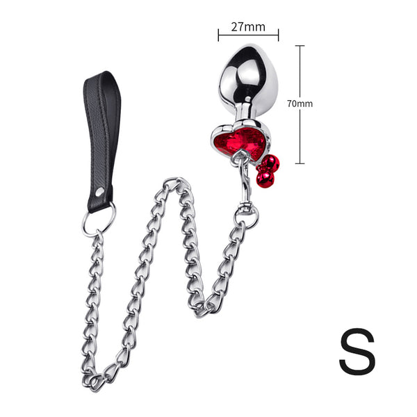 Heart-shaped Random Jewel Color Butt Plug with Bell and Chain Heart-shaped Random Jewel Color Butt Plug with Bell and Chain