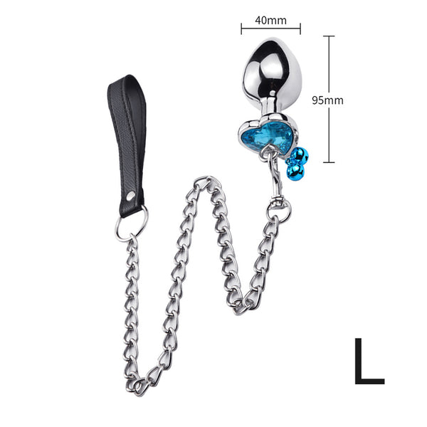 Heart-shaped Random Jewel Color Butt Plug with Bell and Chain Heart-shaped Random Jewel Color Butt Plug with Bell and Chain