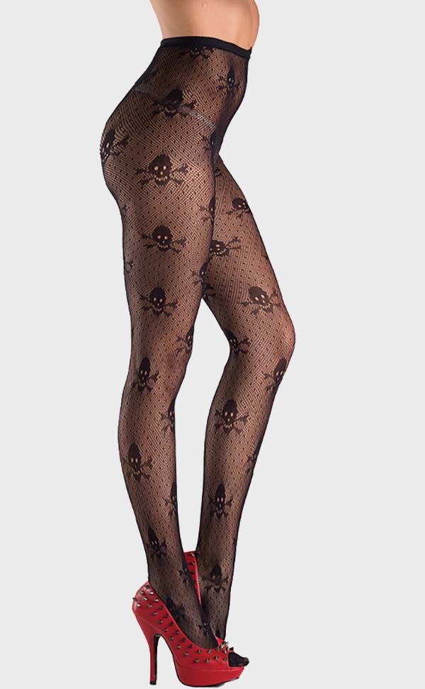 Fishnet and Skull Detailing Pantyhose Fishnet and Skull Detailing Pantyhose