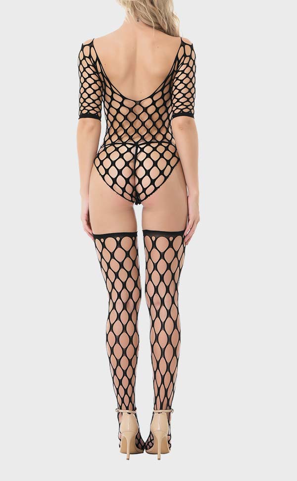Short Sleeve Fence Net Bodysuit Set Short Sleeve Fence Net Bodysuit Set