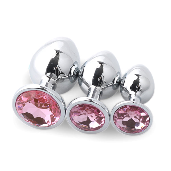 Jeweled Metal Butt Plug for Beginners, 3 Butt Plug Set Jeweled Metal Butt Plug for Beginners, 3 Butt Plug Set
