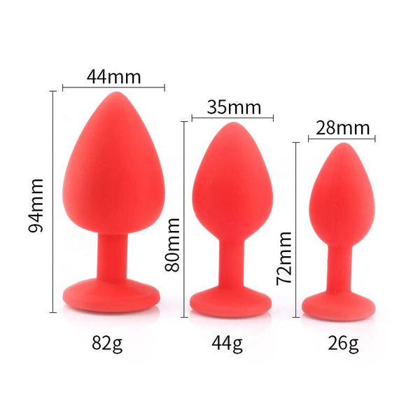 Jeweled Silicone Butt Plug, 3 Piece Set Jeweled Silicone Butt Plug, 3 Piece Set