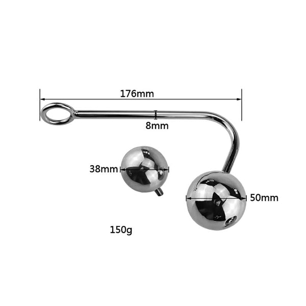 Two Alternative Balls Stainless Steel Anal Hook Two Alternative Balls Stainless Steel Anal Hook