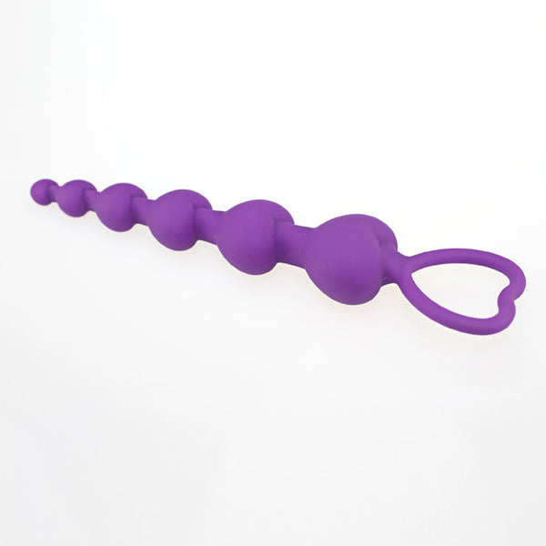 Large Purple Heart Shaped Anal Beads with a Pull Ring Large Purple Heart Shaped Anal Beads with a Pull Ring