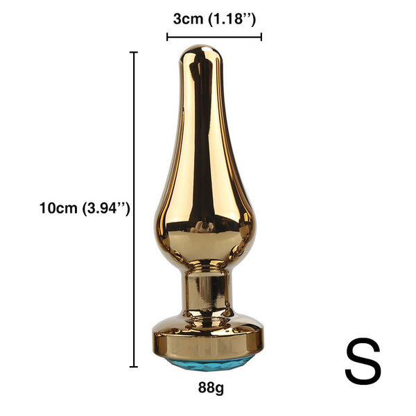 Gold Tapered Jeweled Metal Butt Plug Gold Tapered Jeweled Metal Butt Plug