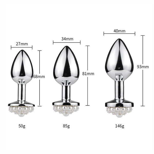 White Pearl Metal Butt Plug White Pearl Metal Butt Plug