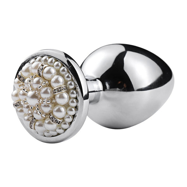 White Pearl Metal Butt Plug White Pearl Metal Butt Plug