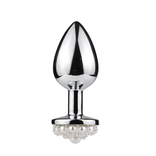 White Pearl Metal Butt Plug White Pearl Metal Butt Plug