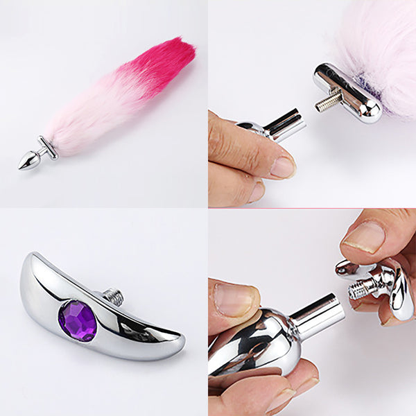 16” Screwed Pink with Red Fox Tail Metal Butt Plug 16” Screwed Pink with Red Fox Tail Metal Butt Plug