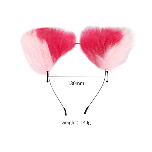 16” Pink with Red Fox Tail Butt Plug with Cat Ear 16” Pink with Red Fox Tail Butt Plug with Cat Ear