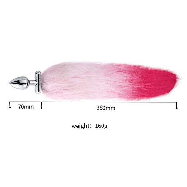 16” Pink with Red Fox Tail Butt Plug with Cat Ear 16” Pink with Red Fox Tail Butt Plug with Cat Ear