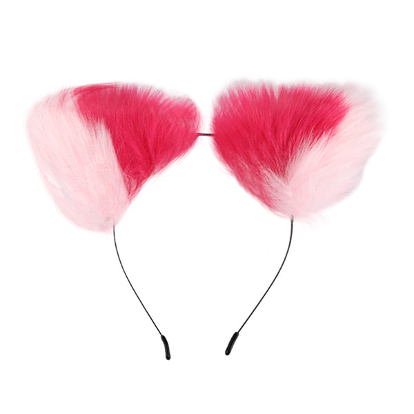 16” Pink with Red Fox Tail Butt Plug with Cat Ear 16” Pink with Red Fox Tail Butt Plug with Cat Ear
