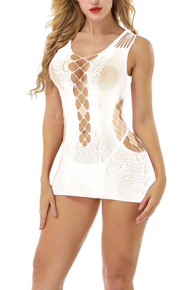 Lace Hollow Net Mini Dress Lace Hollow Net Mini Dress
