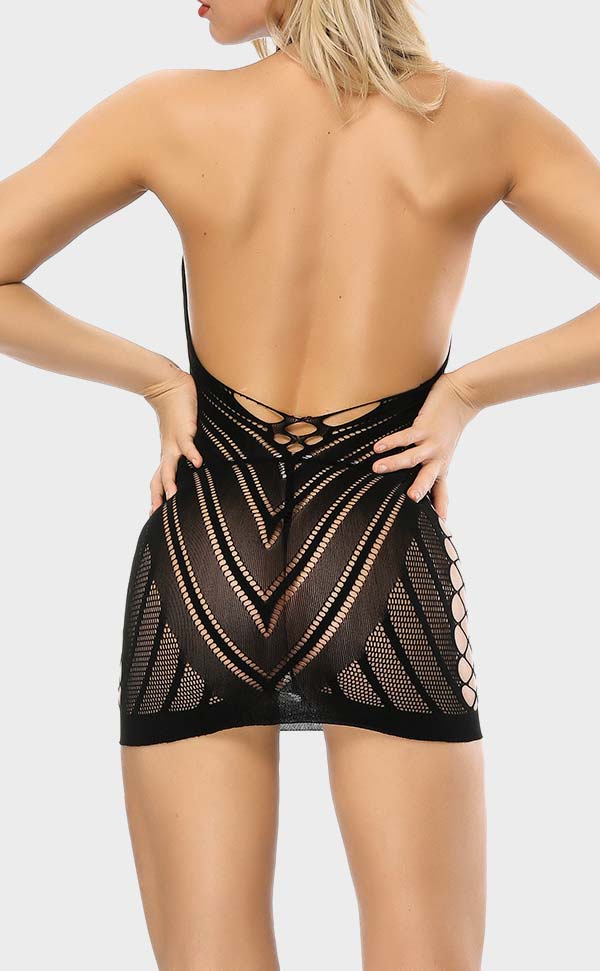 Halter Neck Fishnet Mini Dress Halter Neck Fishnet Mini Dress