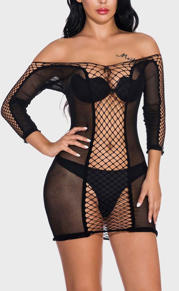 Diamond Net Sleeved Dress Diamond Net Sleeved Dress