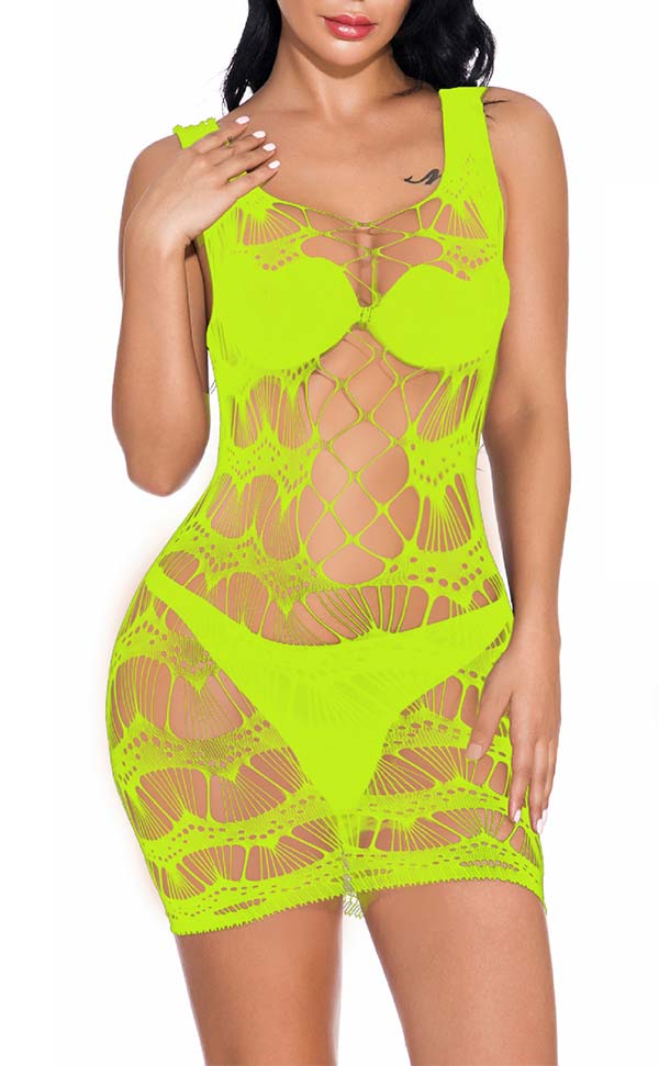 Hole Net Sleeveless Mini Dress Hole Net Sleeveless Mini Dress