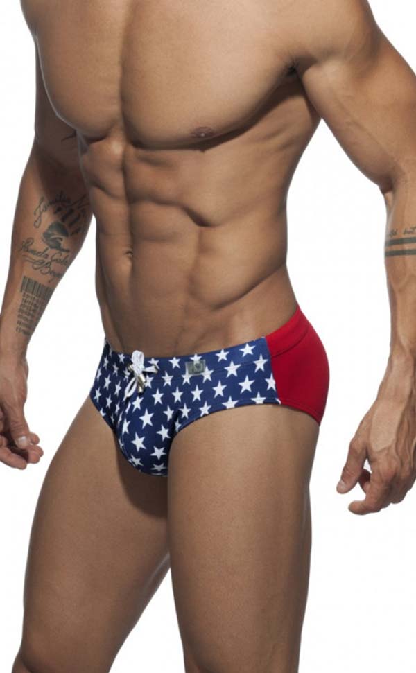 Star Printing Swim Briefs with Sponge Pad Star Printing Swim Briefs with Sponge Pad