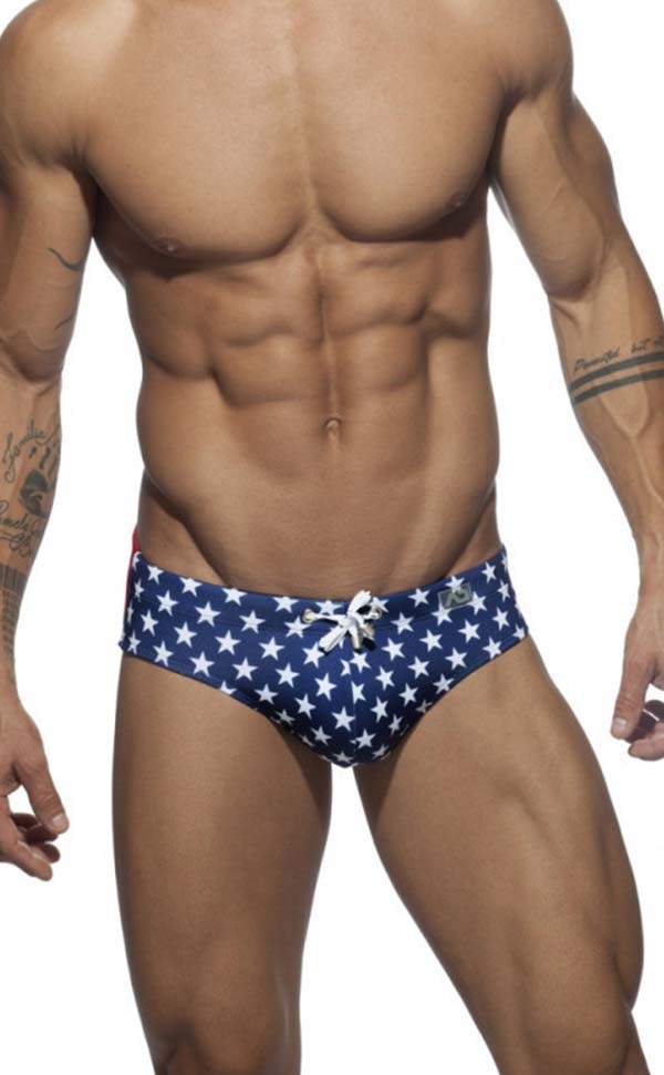 Star Printing Swim Briefs with Sponge Pad Star Printing Swim Briefs with Sponge Pad