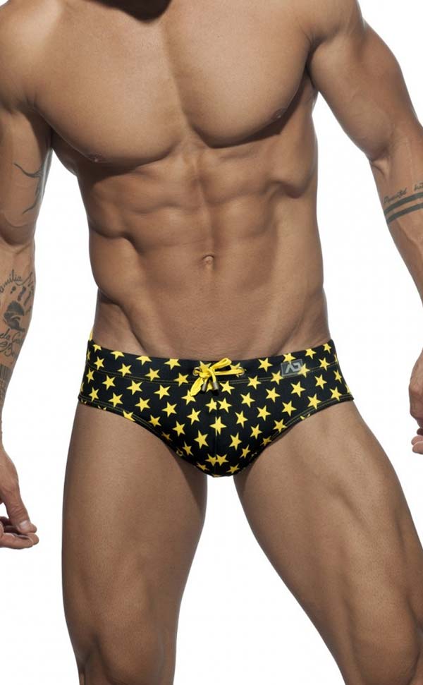 Star Printing Swim Briefs with Sponge Pad Star Printing Swim Briefs with Sponge Pad