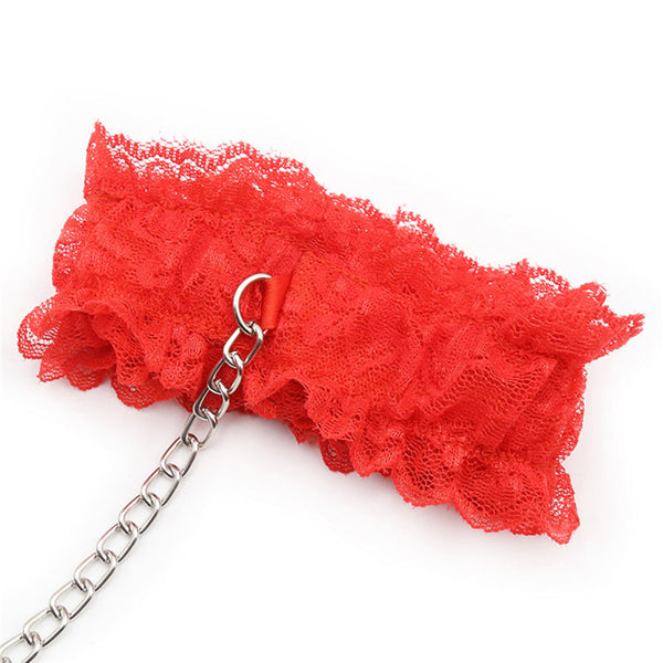 Lace Wrist and Ankle Restraint Sets-Red Lace Wrist and Ankle Restraint Sets-Red