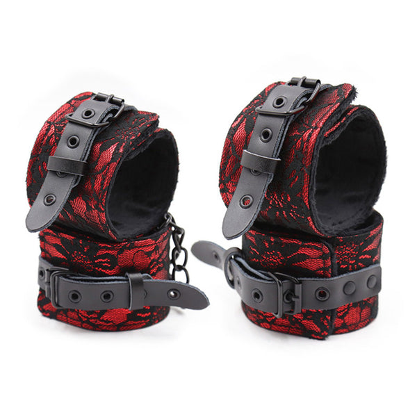 5Pcs Bondage Boutique Lace Restraint Kit- Red 5Pcs Bondage Boutique Lace Restraint Kit- Red