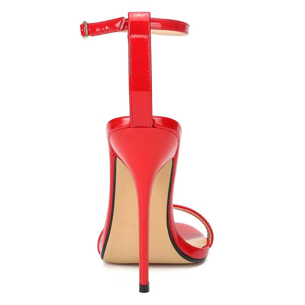 Patent-Leather Open Toe Ankle Strap Stilettos Patent-Leather Open Toe Ankle Strap Stilettos