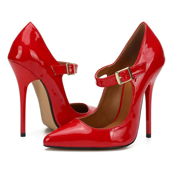 Patent-Leather Pointed-Toe Straps Pumps Patent-Leather Pointed-Toe Straps Pumps