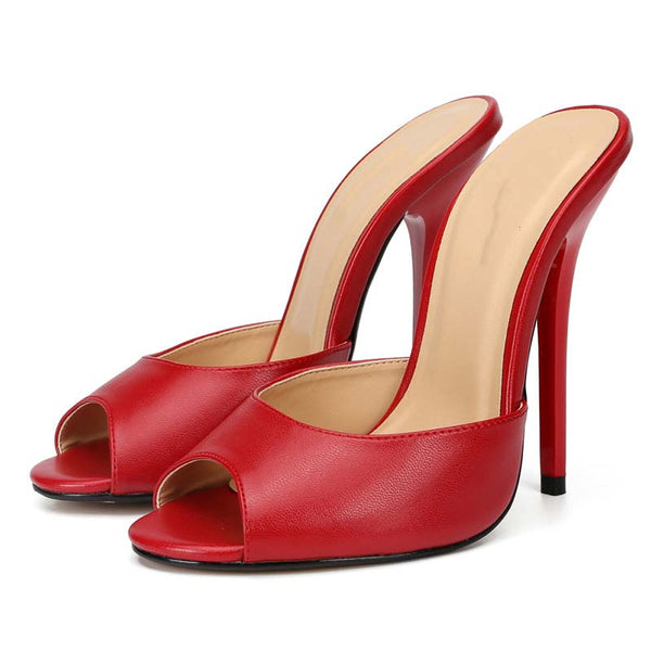 Peep-Toe Matte Mules Slides Peep-Toe Matte Mules Slides