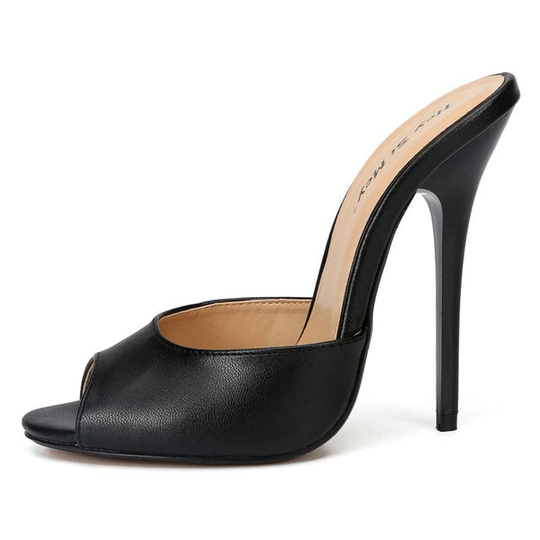 Peep-Toe Matte Mules Slides Peep-Toe Matte Mules Slides