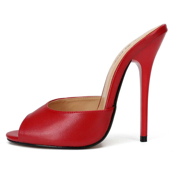 Peep-Toe Matte Mules Slides Peep-Toe Matte Mules Slides