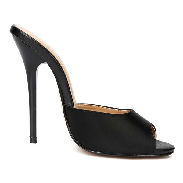 Peep-Toe Stain Mules Slides Peep-Toe Stain Mules Slides