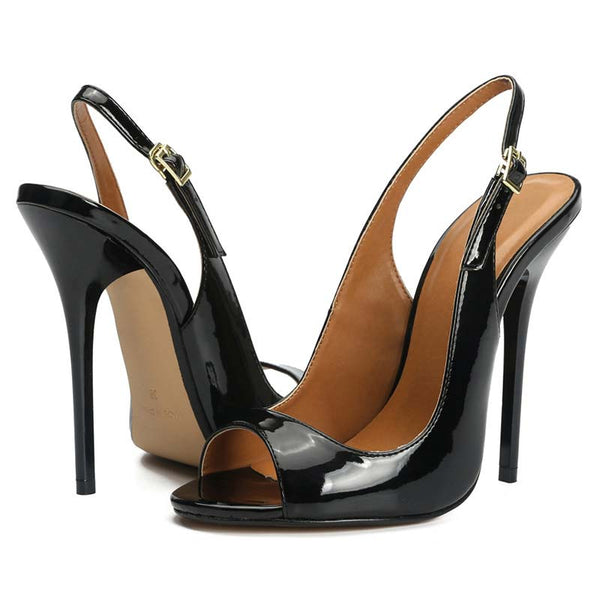 Sling Backs Peep-Toe Stilettos Sling Backs Peep-Toe Stilettos